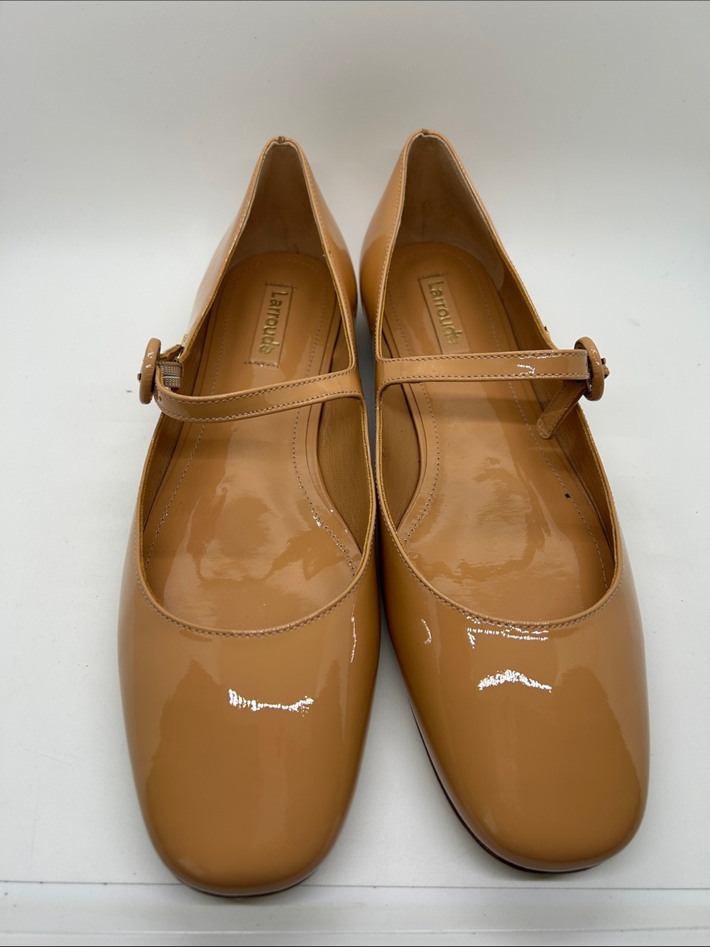 Larroude Tan Patent Blair Classic Mary Jane Ballet Flats Shoes **Size 9** 🌸🌸 - Picture 3 of 8